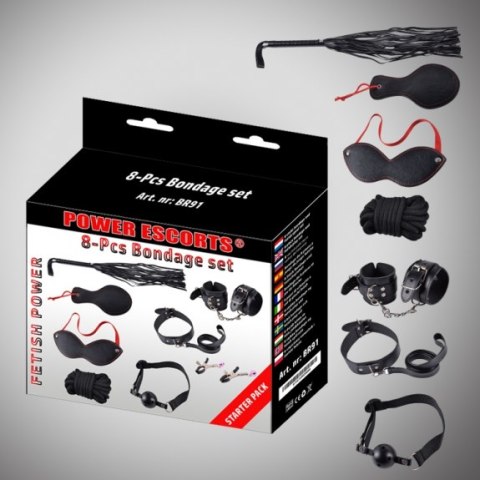 Bondage set 8 pcs black cuffs / collar/ mask/ whipp/ clamps/rope etc Bondage set 8 pcs black cuffs / collar/ mask/ whipp/ clamps/rope etc