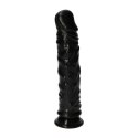 Czarny gumowy penis z żyłami i z przyssawką 18 cm Czarny gumowy penis z żyłami i z przyssawką 18 cm