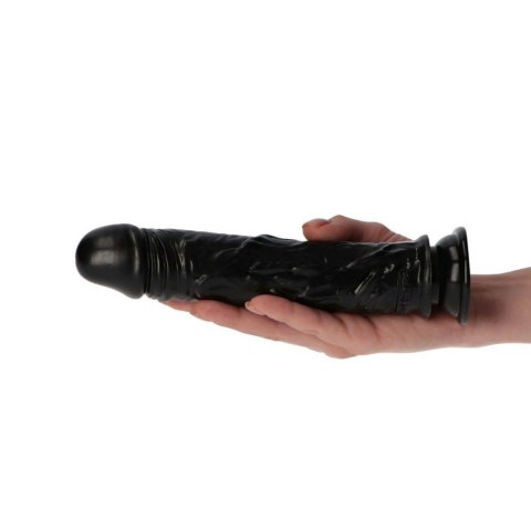 Czarny gumowy penis z żyłami i z przyssawką 18 cm Czarny gumowy penis z żyłami i z przyssawką 18 cm