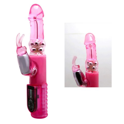 Wibrator z rotacją masażerem łechtaczki 25cm 8tryb Wibrator z rotacją masażerem łechtaczki 25cm 8tryb
