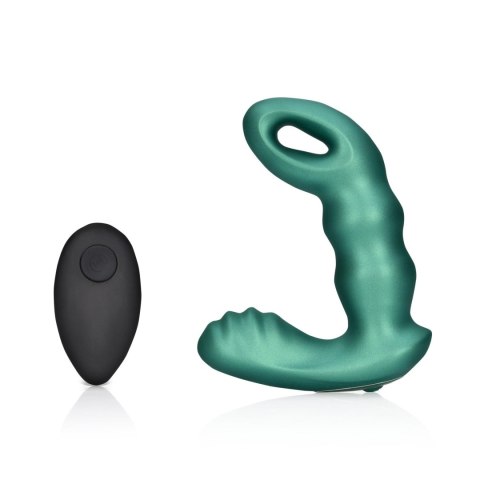 Beaded Vibrating Prostate Massager with Remote Control - Metallic Green Beaded Vibrating Prostate Massager with Remote Control - Metallic Green