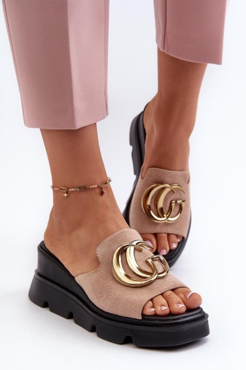 Sandał Klapki Model Iaria 58295 Beige - Step in style Step in style Sandał Klapki Model Iaria 58295 Beige - Step in style Step in style