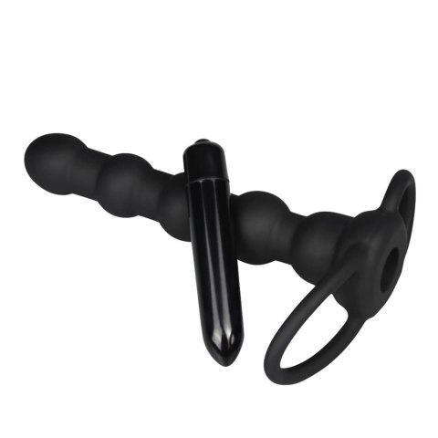 Mały czarny wibrator z nakładką silikonową 16 cm Mały czarny wibrator z nakładką silikonową 16 cm