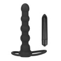 Mały czarny wibrator z nakładką silikonową 16 cm Mały czarny wibrator z nakładką silikonową 16 cm