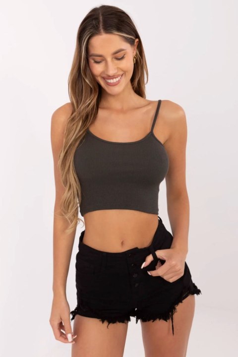 Koszulka Top Model RV-TP-6626.88 Dark Khaki - Rue Paris Rue Paris Koszulka Top Model RV-TP-6626.88 Dark Khaki - Rue Paris Rue Paris