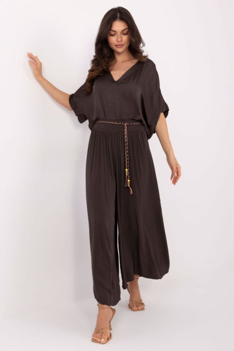 Spodnie Damskie Model TW-SP-BI-81733.14 Dark Brown - Och Bella Och Bella Spodnie Damskie Model TW-SP-BI-81733.14 Dark Brown - Och Bella Och Bella