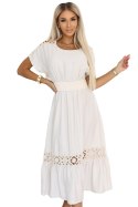 618-1 Subtelna sukienka w stylu boho z ażurowymi wstawkami - ecru 618-1 Subtelna sukienka w stylu boho z ażurowymi wstawkami - ecru
