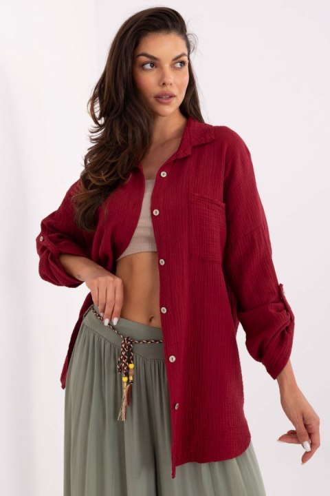 Koszula Damska Model MO-KS-9368.98 Bordo - Italy Moda Italy Moda Koszula Damska Model MO-KS-9368.98 Bordo - Italy Moda Italy Moda