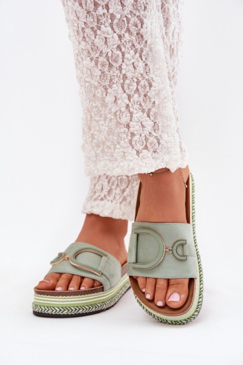 Sandał Klapki Model Daphira W212 Green - Step in style Step in style Sandał Klapki Model Daphira W212 Green - Step in style Step in style