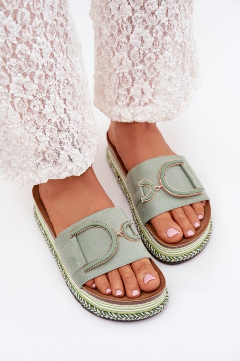 Sandał Klapki Model Daphira W212 Green - Step in style Step in style Sandał Klapki Model Daphira W212 Green - Step in style Step in style