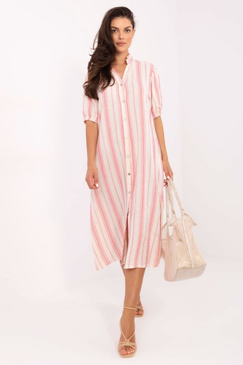 Sukienka Model TW-SK-BI-2451.84 White/Pink - Och Bella Och Bella Sukienka Model TW-SK-BI-2451.84 White/Pink - Och Bella Och Bella