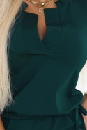 161-19 AGATA Sukienka z kołnierzykiem i wiązaniem - ZIELEŃ BUTELKOWA 161-19 AGATA Sukienka z kołnierzykiem i wiązaniem - ZIELEŃ BUTELKOWA