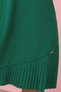 308-4 KARINE elegancka trapezowa sukienka z asymetryczną plisą - ZIELONA 308-4 KARINE elegancka trapezowa sukienka z asymetryczną plisą - ZIELONA