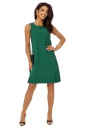 308-4 KARINE elegancka trapezowa sukienka z asymetryczną plisą - ZIELONA 308-4 KARINE elegancka trapezowa sukienka z asymetryczną plisą - ZIELONA