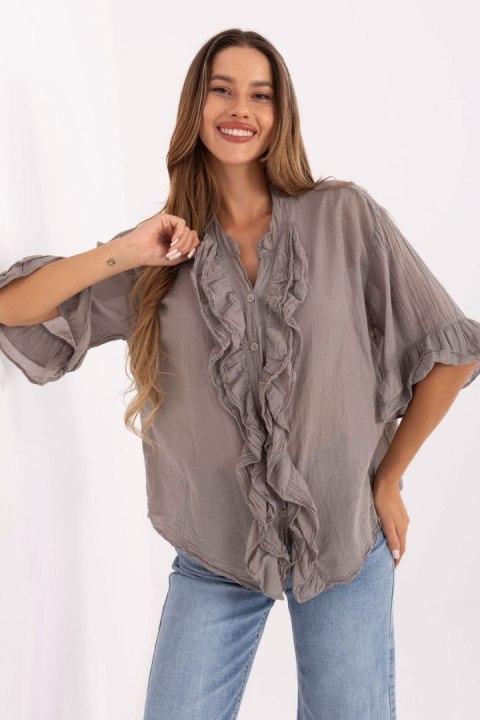 Koszula Damska Model MI-KS-92224.95 Dark Beige - Italy Moda Italy Moda Koszula Damska Model MI-KS-92224.95 Dark Beige - Italy Moda Italy Moda