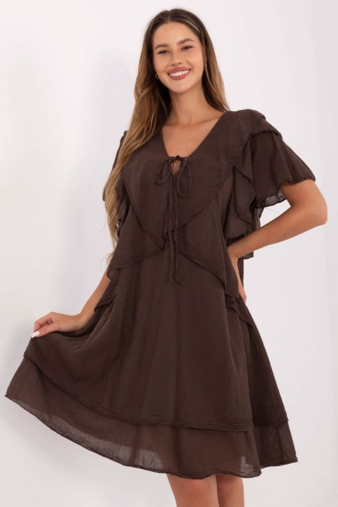 Sukienka Model MI-SK-102128.61 Dark Brown - Italy Moda Italy Moda Sukienka Model MI-SK-102128.61 Dark Brown - Italy Moda Italy Moda