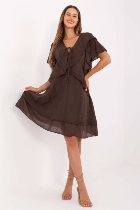 Sukienka Model MI-SK-102128.61 Dark Brown - Italy Moda Italy Moda Sukienka Model MI-SK-102128.61 Dark Brown - Italy Moda Italy Moda