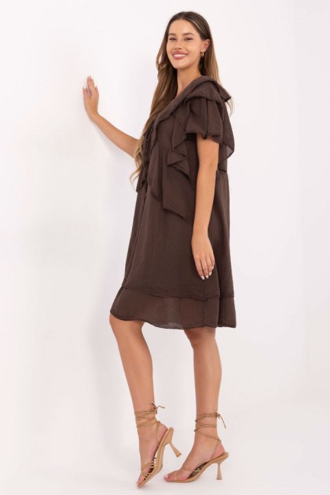 Sukienka Model MI-SK-102128.61 Dark Brown - Italy Moda Italy Moda Sukienka Model MI-SK-102128.61 Dark Brown - Italy Moda Italy Moda