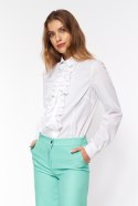 Biała koszula z żabotem K79 White - Nife Nife