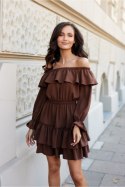 Sukienka Model Morella CBR SUK0491 Dark Brown - Roco Fashion Roco Fashion Sukienka Model Morella CBR SUK0491 Dark Brown - Roco Fashion Roco Fashion