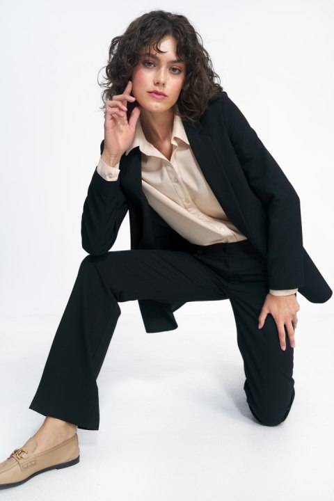 Klasyczna niezapinana czarna marynarka Z74 Black - Nife Nife