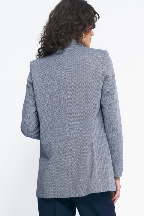 Niezapinana marynarka w granatową jodełkę Z68 Navy - Nife Nife