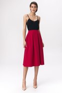 Spódnica Rozkloszowana czerwona spódnica midi SP74 Red - Nife Nife Spódnica Rozkloszowana czerwona spódnica midi SP74 Red - Nife Nife