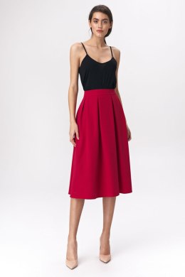 Spódnica Rozkloszowana czerwona spódnica midi SP74 Red - Nife Nife