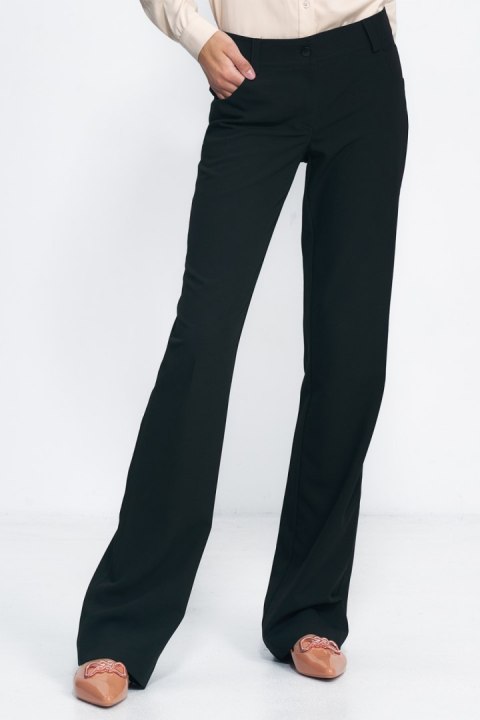 Spodnie Czarne spodnie typu bootcut SD100 Black - Nife Nife Spodnie Czarne spodnie typu bootcut SD100 Black - Nife Nife