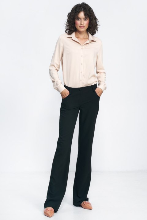 Spodnie Czarne spodnie typu bootcut SD100 Black - Nife Nife Spodnie Czarne spodnie typu bootcut SD100 Black - Nife Nife