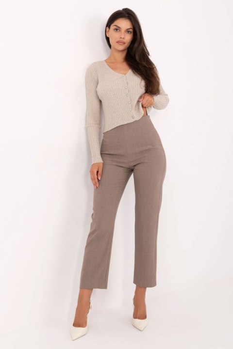 Spodnie Damskie Model IT-SP-FL9069.00 Dark Beige - Rue Paris Rue Paris Spodnie Damskie Model IT-SP-FL9069.00 Dark Beige - Rue Paris Rue Paris