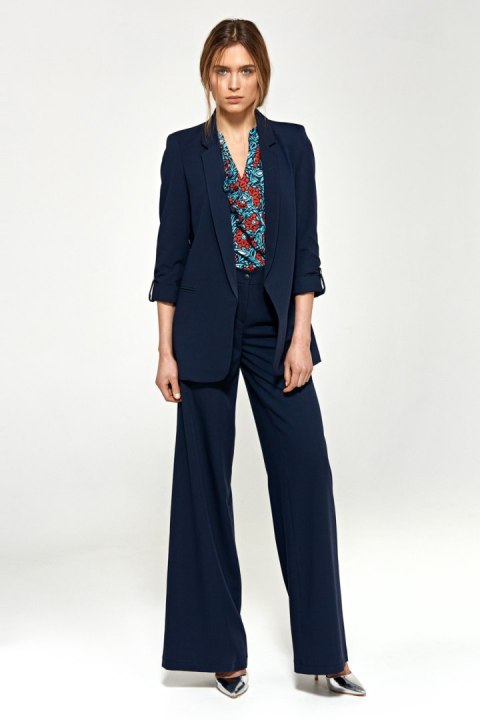 Spodnie Granatowe spodnie typu palazzo SD89 Navy - Nife Nife Spodnie Granatowe spodnie typu palazzo SD89 Navy - Nife Nife