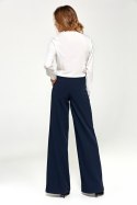 Spodnie Granatowe spodnie typu palazzo SD89 Navy - Nife Nife Spodnie Granatowe spodnie typu palazzo SD89 Navy - Nife Nife