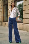 Spodnie Kobaltowe spodnie palazzo SD95 Cobalt - Nife Nife Spodnie Kobaltowe spodnie palazzo SD95 Cobalt - Nife Nife