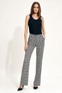 Spodnie typu flare w pepitkę SD97 Pepitka - Nife Nife