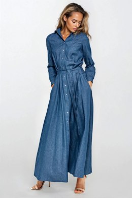 Sukienka Jeansowa sukienka maxi z długim rękawem S249 Jeans - Nife Nife