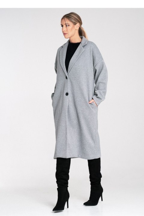 Płaszcz Damski Model M1111 Grey - Figl Figl Płaszcz Damski Model M1111 Grey - Figl Figl