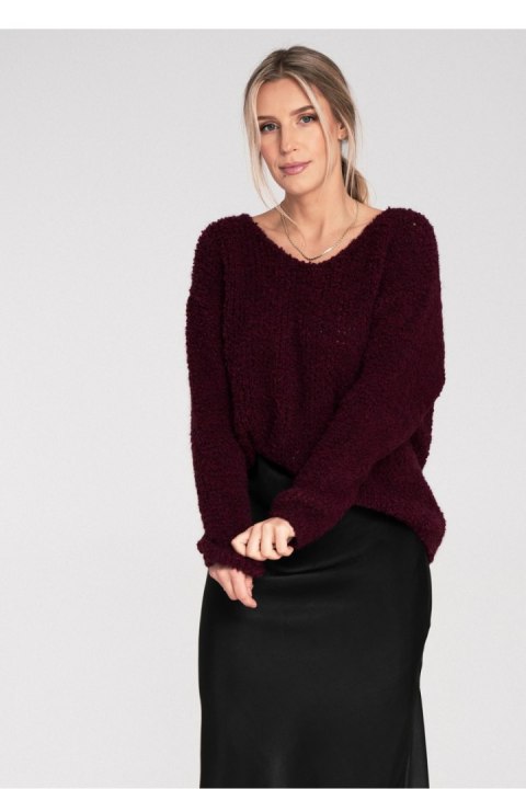 Sweter Damski Model M1108 Bordo - Figl Figl Sweter Damski Model M1108 Bordo - Figl Figl