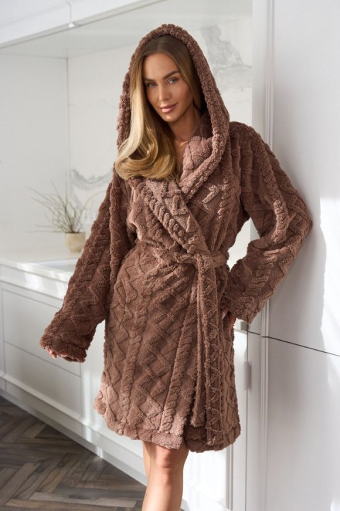 Szlafrok Damski Model 2401 Geo Czekolada - L&L collection L&L collection Szlafrok Damski Model 2401 Geo Czekolada - L&L collection L&L collection