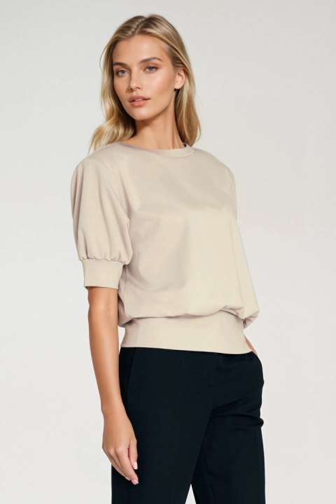 Bluza z krótkim rękawem BL12 Beige - Nife Nife