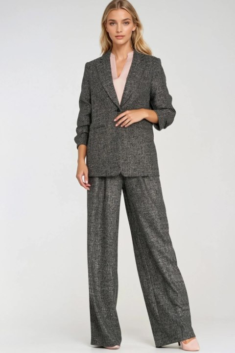 Marynarka z zakładkami na rękawach Z82 Black Melange - Nife Nife