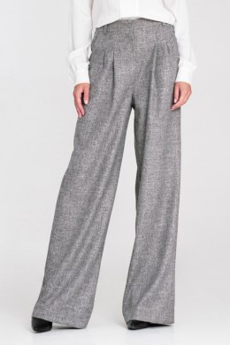 Spodnie z zakładkami wide leg SD116 Grey Melange - Nife Nife