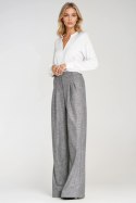 Spodnie z zakładkami wide leg SD116 Grey Melange - Nife Nife