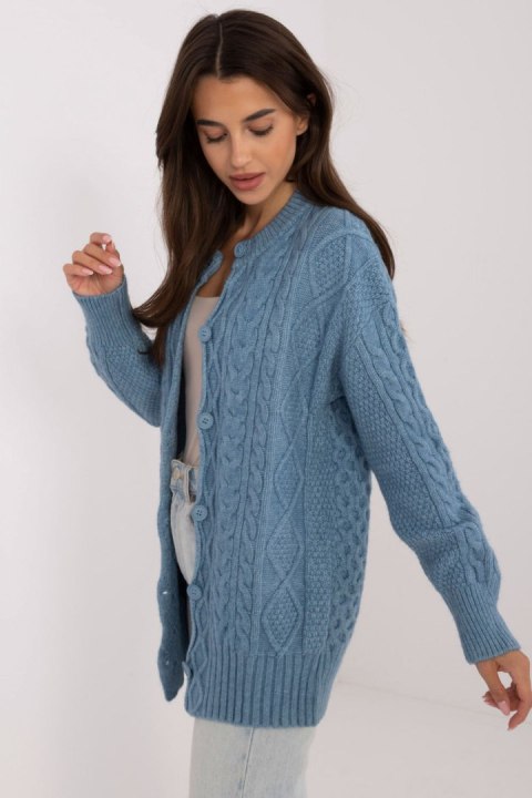 Sweter Damski Model AT-SW-23525.21 Blue - AT AT Sweter Damski Model AT-SW-23525.21 Blue - AT AT