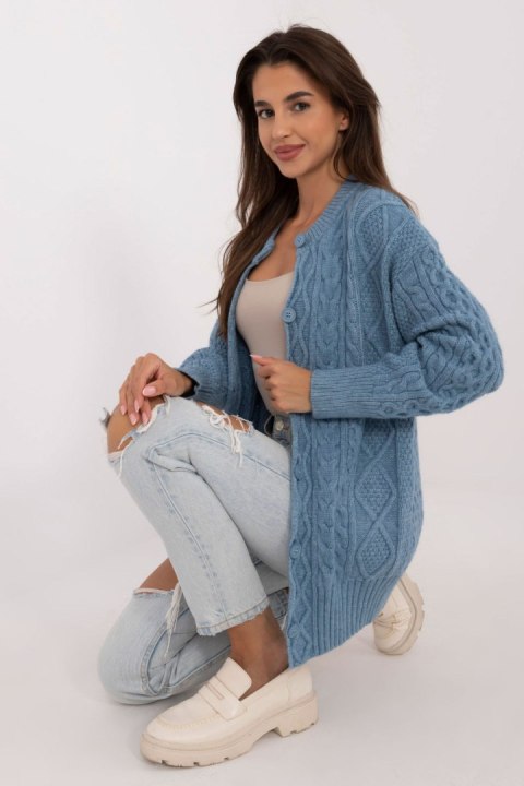 Sweter Damski Model AT-SW-23525.21 Blue - AT AT Sweter Damski Model AT-SW-23525.21 Blue - AT AT