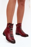 Botki Model Labise ASA62-16 Bordo wzór - Step in style Step in style