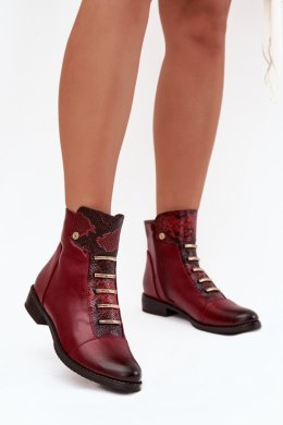 Botki Model Labise ASA62-16 Bordo wzór - Step in style Hurtownia odzieży on-line, moda damska, bielizna i obuwie dla kobiet - Ma Step in style