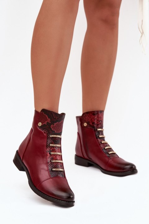 Botki Model Labise ASA62-16 Bordo wzór - Step in style Step in style