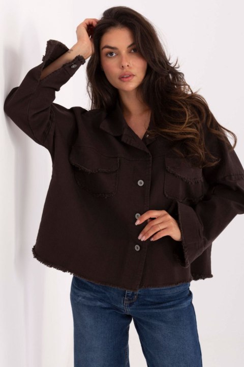 Koszula Damska Model IT-KS-FL5779.87 Dark Brown - Rue Paris Rue Paris Koszula Damska Model IT-KS-FL5779.87 Dark Brown - Rue Paris Rue Paris