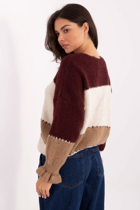 Sweter Damski Model MI-SW-0903.87 Bordo - Rue Paris Rue Paris Sweter Damski Model MI-SW-0903.87 Bordo - Rue Paris Rue Paris